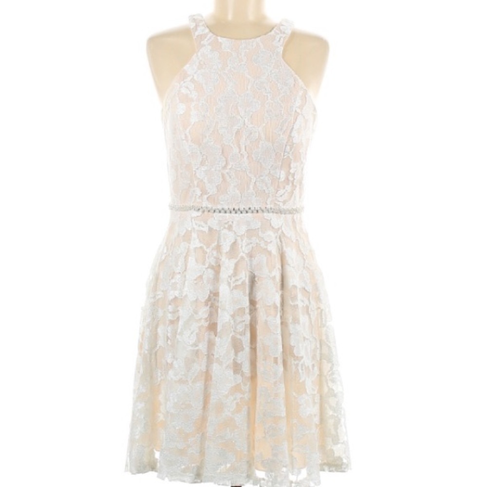 Lace Dress with Pearl Detail; Size 8